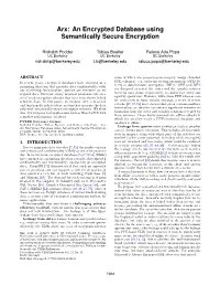 Arx: an Encrypted Database Using Semantically Secure Encryption
