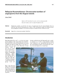 Chromosome Numbers of Angiosperms from the Aegean Islands