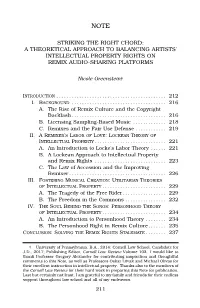 Striking the Right Chord: a Theoretical Approach to Balancing Artists’ Intellectual Property Rights on Remix Audio-Sharing Platforms