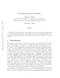 Teaching General Relativity