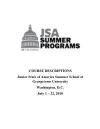 2018 JSA Georgetown Course Description and Curriculum