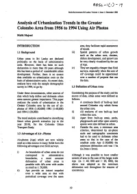 Analysis of Urbanization Trends in the Greater Colombo Area from 1956 to 1994 Using Air Photos