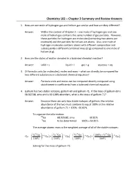 Chemistry 102 – Chapter 3 Summary and Review Answers