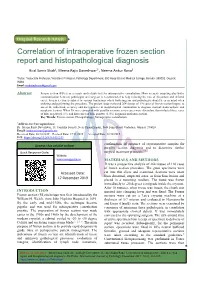 Correlation of Intraoperative Frozen Section Report and Histopathological Diagnosis
