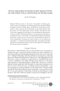 Divine Idealism As Physicalism? Reflections on the Structural Definition of Physicalism