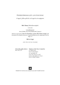 Hyperintensionality and Synonymy