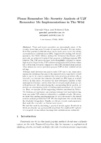 Security Analysis of U2F Remember Me Implementations in the Wild
