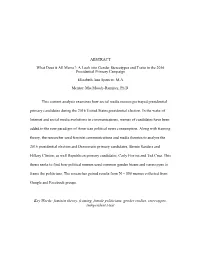 ABSTRACT What Does It All Meme?: a Look Into Gender Stereotypes