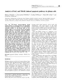 Analysis of Fasl and TRAIL Induced Apoptosis Pathways in Glioma Cells