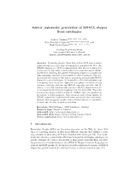Astrea: Automatic Generation of SHACL Shapes from Ontologies