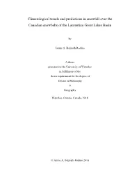 Climatological Trends and Predictions in Snowfall Over the Canadian Snowbelts of the Laurentian Great Lakes Basin