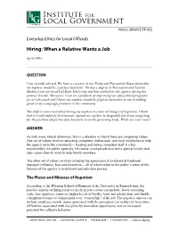 Hiring: When a Relative Wants a Job
