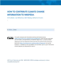 How to Contribute Climate Change Information to Wikipedia : a Guide