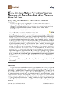 Hybrid Structures Made of Polyurethane/Graphene Nanocomposite Foams Embedded Within Aluminum Open-Cell Foam