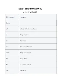 List of CMD COMMANDS a PDF by MYEDUKIT
