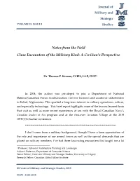 Notes from the Field Close Encounters of the Military Kind: a Civilian's Perspective