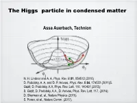 The Higgs Particle in Condensed Matter