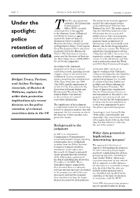 Under the Spotlight: Police Retention of Conviction Data, Privacy & Data