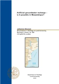 Artificial Groundwater Recharge – Is It Possible in Mozambique?