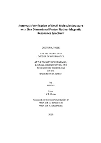Automatic Verification of Small Molecule Structure with One Dimensional Proton Nuclear Magnetic Resonance Spectrum
