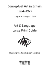 Conceptual Art in Britain 1964–1979 Art & Language Large Print Guide