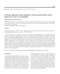Economic Appraisal of the Commodity Vertical of Pork Market and Its Input Prices in the Czech Republic