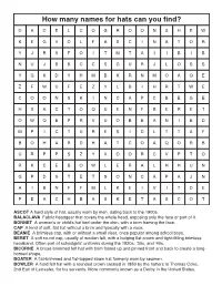 How Many Names for Hats Can You Find?