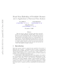 Kernel Mean Embedding of Probability Measures and Its Applications to Functional Data Analysis