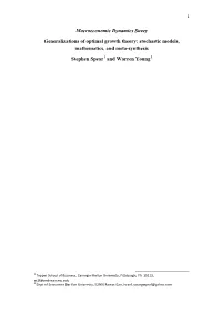Macroeconomic Dynamics Suvey Generalizations of Optimal Growth