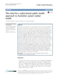 The Need for a Rights-Based Public Health Approach to Australian Asylum Seeker Health Jo Durham1* , Claire E