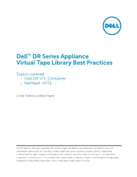 Dell Netvault Backup DR Series Backup Appliance Application Note