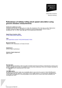 Robustness of Railway Rolling Stock Speed Calculation Using Ground Vibration Measurements