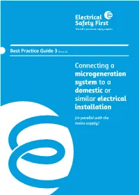 Connecting a Microgeneration System to a Domestic Or Similar Electrical Installation