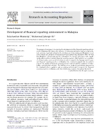 Development of Financial Reporting Environment in Malaysia