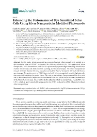 Enhancing the Performance of Dye Sensitized Solar Cells Using Silver Nanoparticles Modified Photoanode