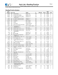 Quiz List—Reading Practice Page 1 Printed Tuesday, January 8, 2013 5:10:11 PM School: Mcmurray Elementary School