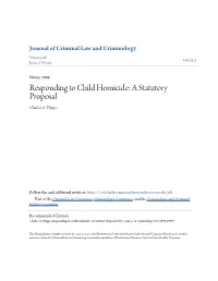 Responding to Child Homicide: a Statutory Proposal Charles A