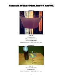 Scientist Mcgee's Drink Menu & Manual