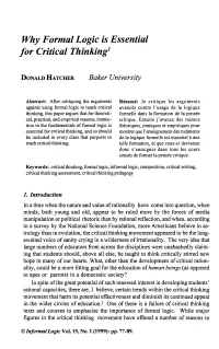 Why Formal Logic Is Essential for Critical Thinking}