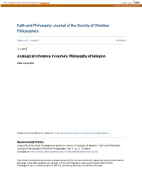 Analogical Inference in Hume's Philosophy of Religion