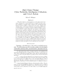 Cyber Networks, Intelligence Collection, and Covert Action