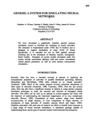 GENESIS: a System for Simulating Neural Networks 487