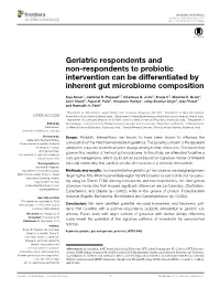 Geriatric Respondents and Non-Respondents to Probiotic Intervention Can Be Differentiated by Inherent Gut Microbiome Composition
