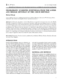 Problematic Sclerites Eurytholia from the Lower and Middle Devonian of the Czech Republic