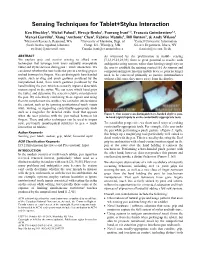 Sensing Techniques for Tablet+Stylus Interaction