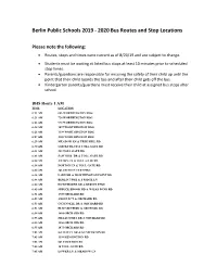 2020 Bus Routes and Stop Locations