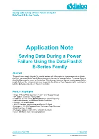 Application Note Saving Data During a Power Failure Using the Dataflash® E-Series Family