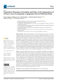 (Cyclopoida, Copepoda), Fed on Different Diets