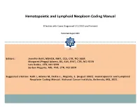 Hematopoietic and Lymphoid Neoplasm Coding Manual