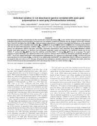 Individual Variation in Rod Absorbance Spectra Correlated with Opsin Gene Polymorphism in Sand Goby (Pomatoschistus Minutus)